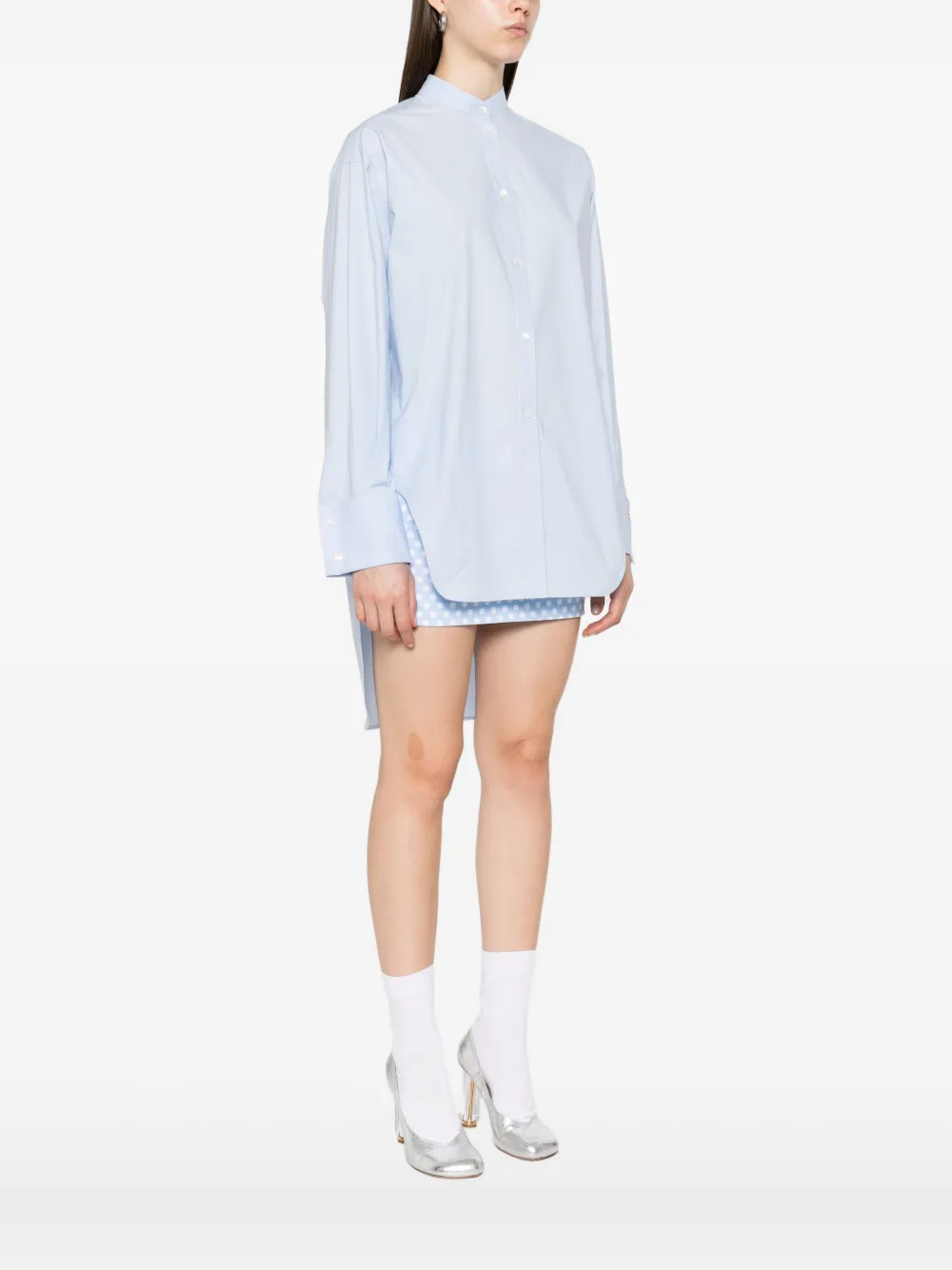Moschino Blouse met bandkraag en gewelfde afwerking Blauw