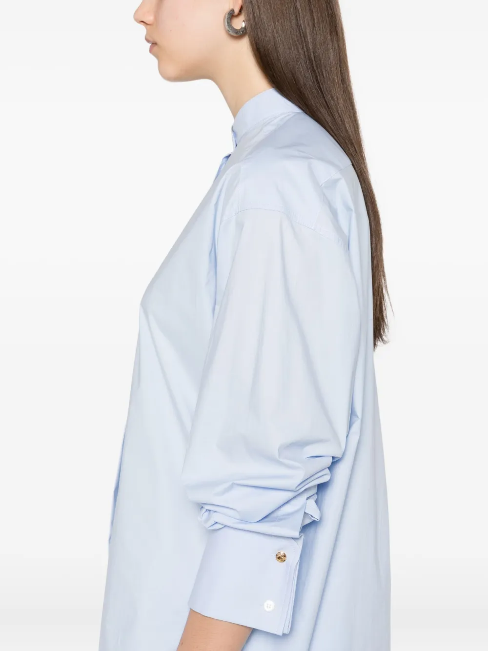 Moschino Blouse met bandkraag en gewelfde afwerking Blauw