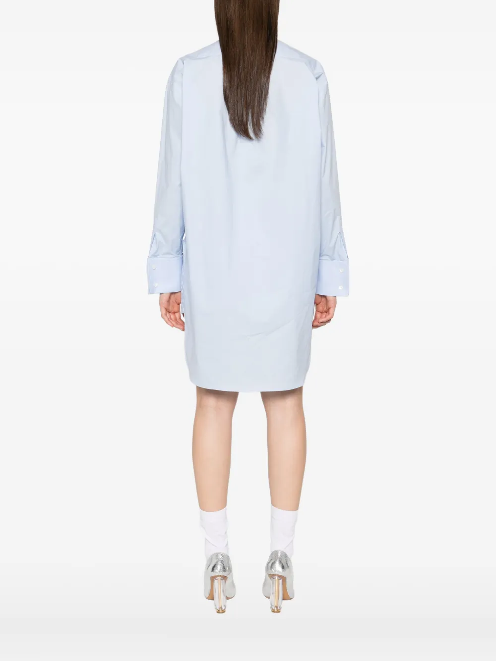 Moschino Blouse met bandkraag en gewelfde afwerking Blauw