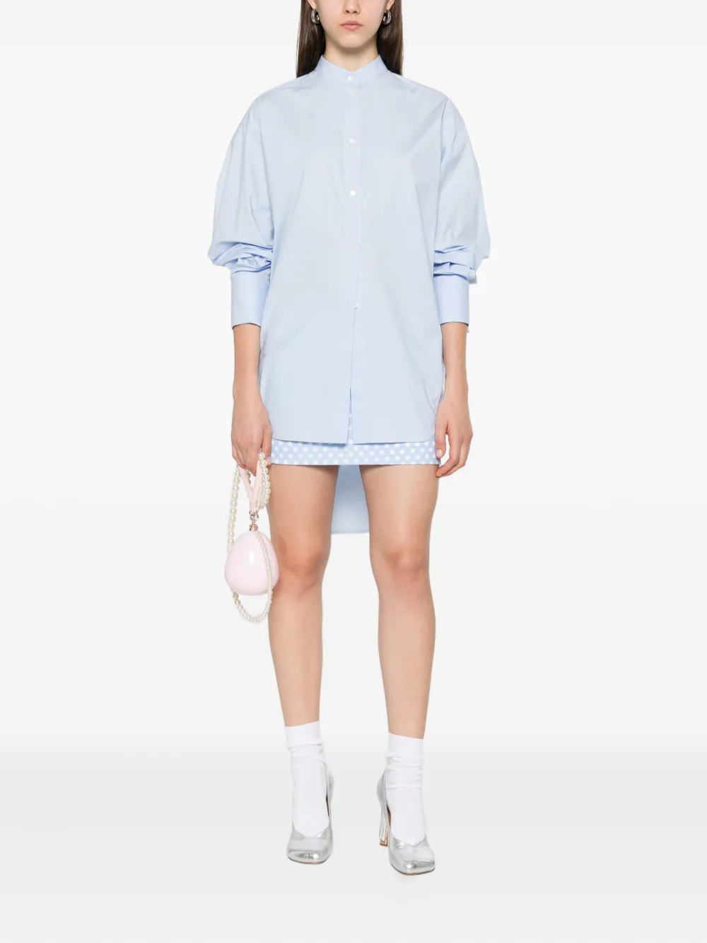 Moschino band-collar curved-hem shirt | Shirts | Image 2