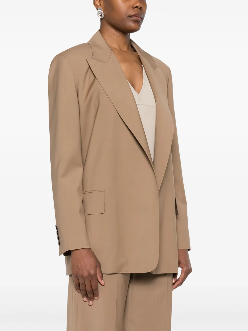 Max Mara Blazer met enkele rij knopen Beige