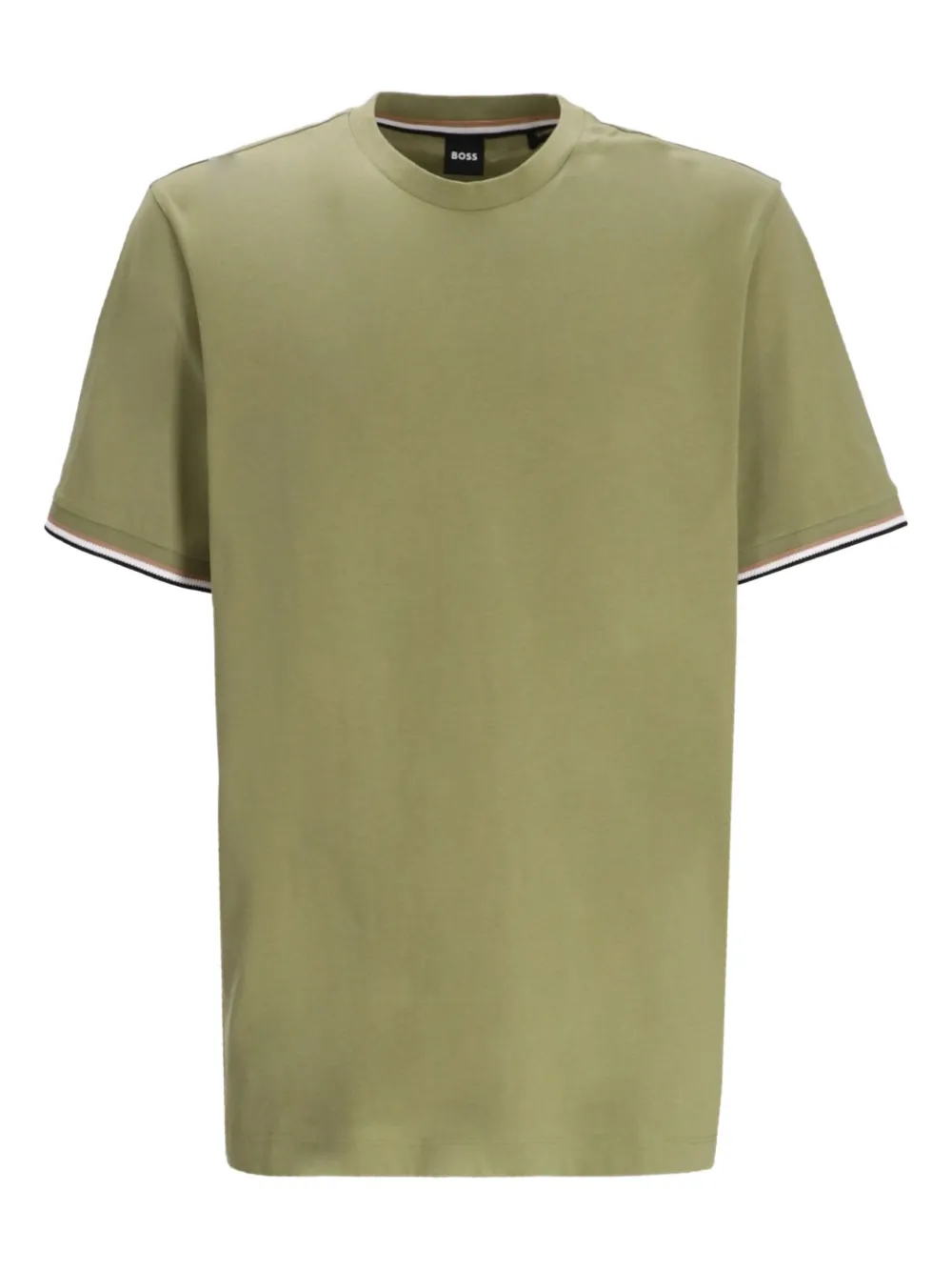 BOSS striped-cuff T-shirt | Green | Image 1