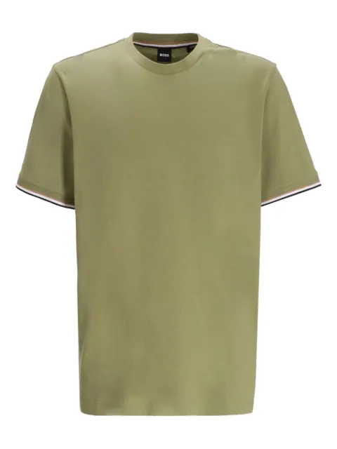 BOSS striped-cuff T-shirt
