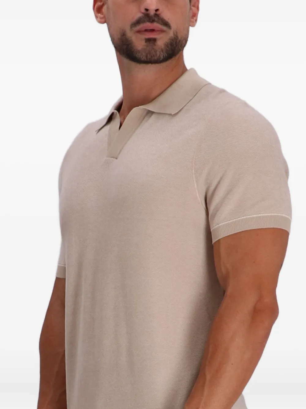 BOSS T-shirt met johnny-kraag Beige