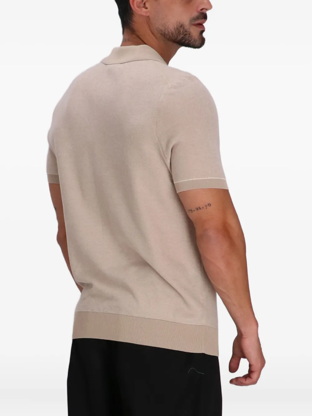 BOSS T-shirt met johnny-kraag Beige