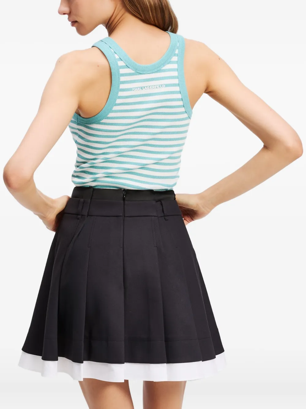 Karl Lagerfeld Gestreepte geribbelde tanktop Blauw