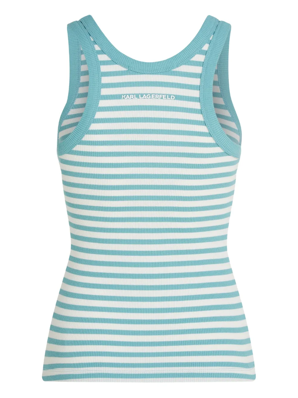 Karl Lagerfeld Gestreepte geribbelde tanktop Blauw