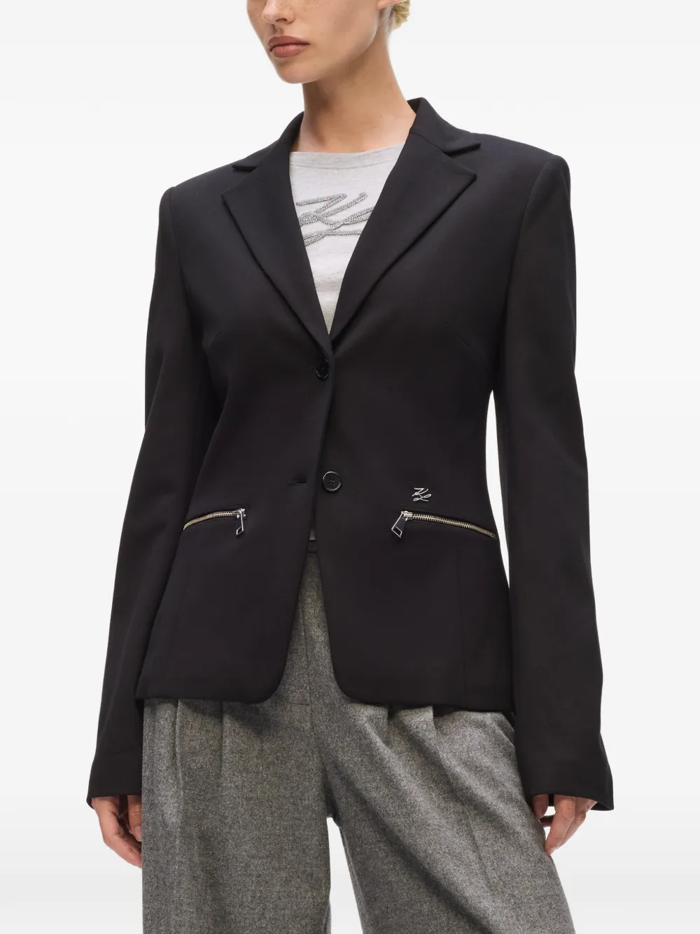  Karl Lagerfeld Button-up Blazer - Black 