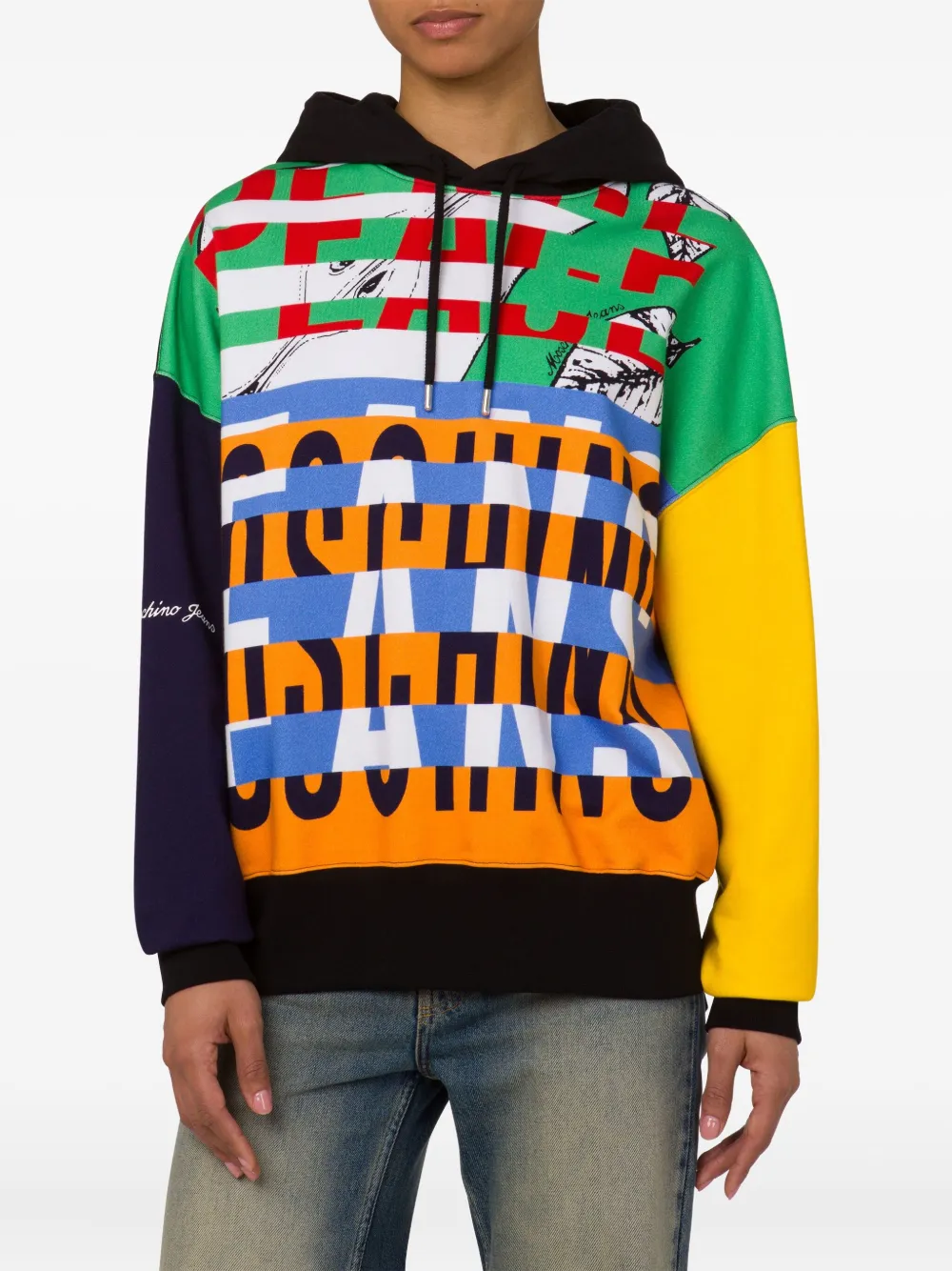 MOSCHINO JEANS graphic-print hoodie - Zwart