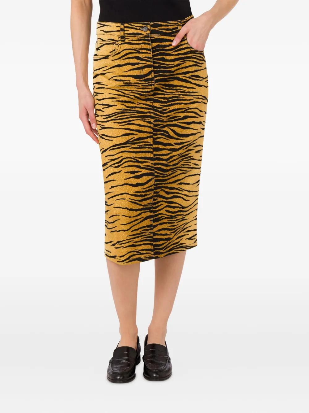 MOSCHINO JEANS animal-pattern midi skirt - Bruin