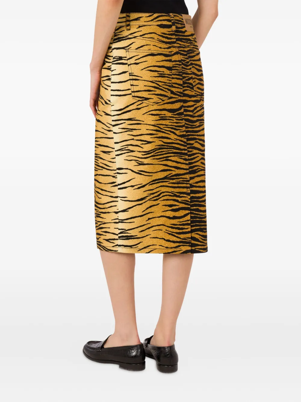 Shop Moschino Jeans Animal-pattern Midi Skirt