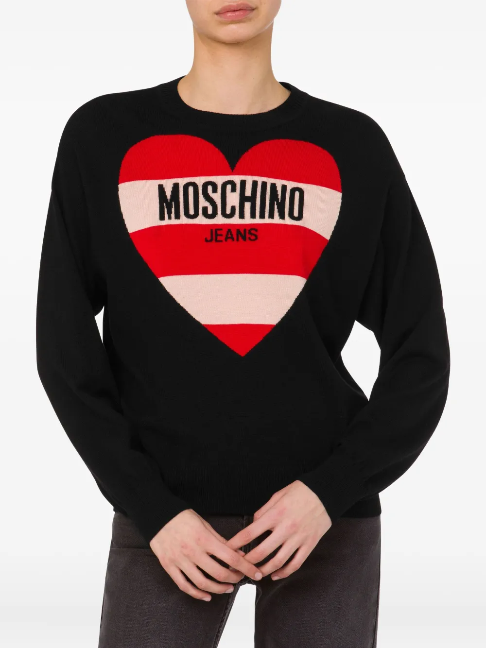 MOSCHINO JEANS Trui met intarsia logo Zwart