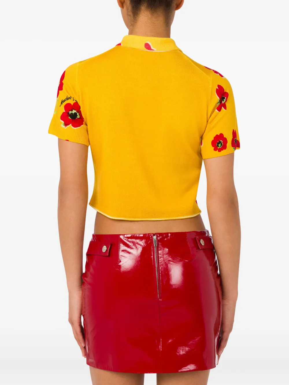 Moschino Jeans Cropped Polo Shirt In Yellow