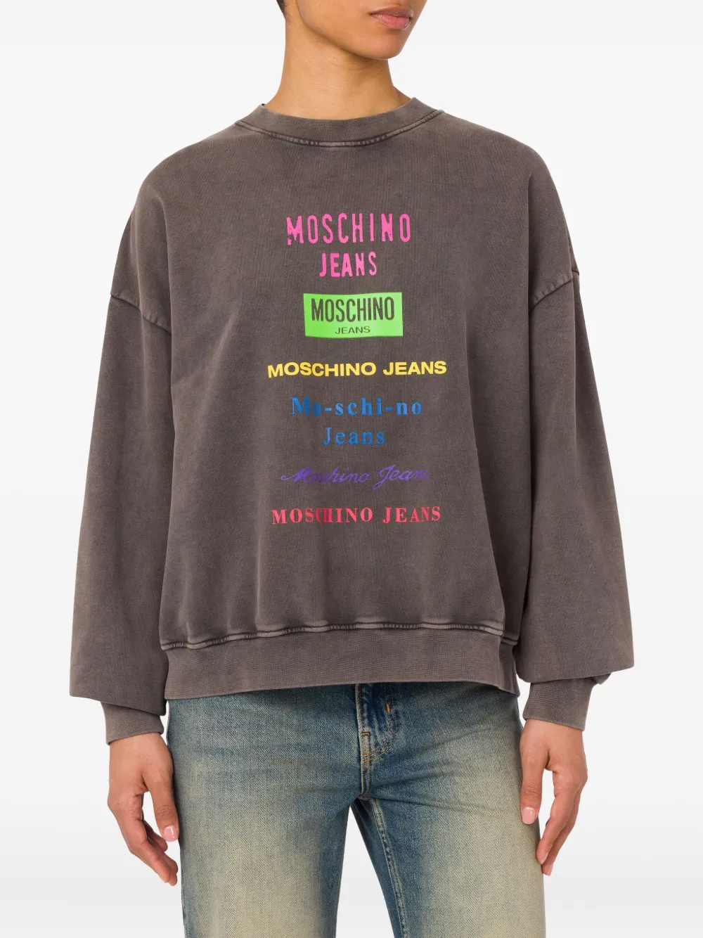 MOSCHINO JEANS Sweater met logoprint Grijs