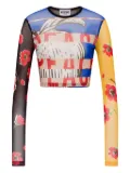 MOSCHINO JEANS mix-print crop top - Black