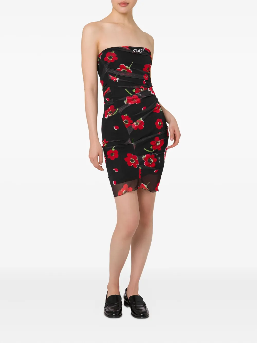 MOSCHINO JEANS strapless mini dress - Zwart