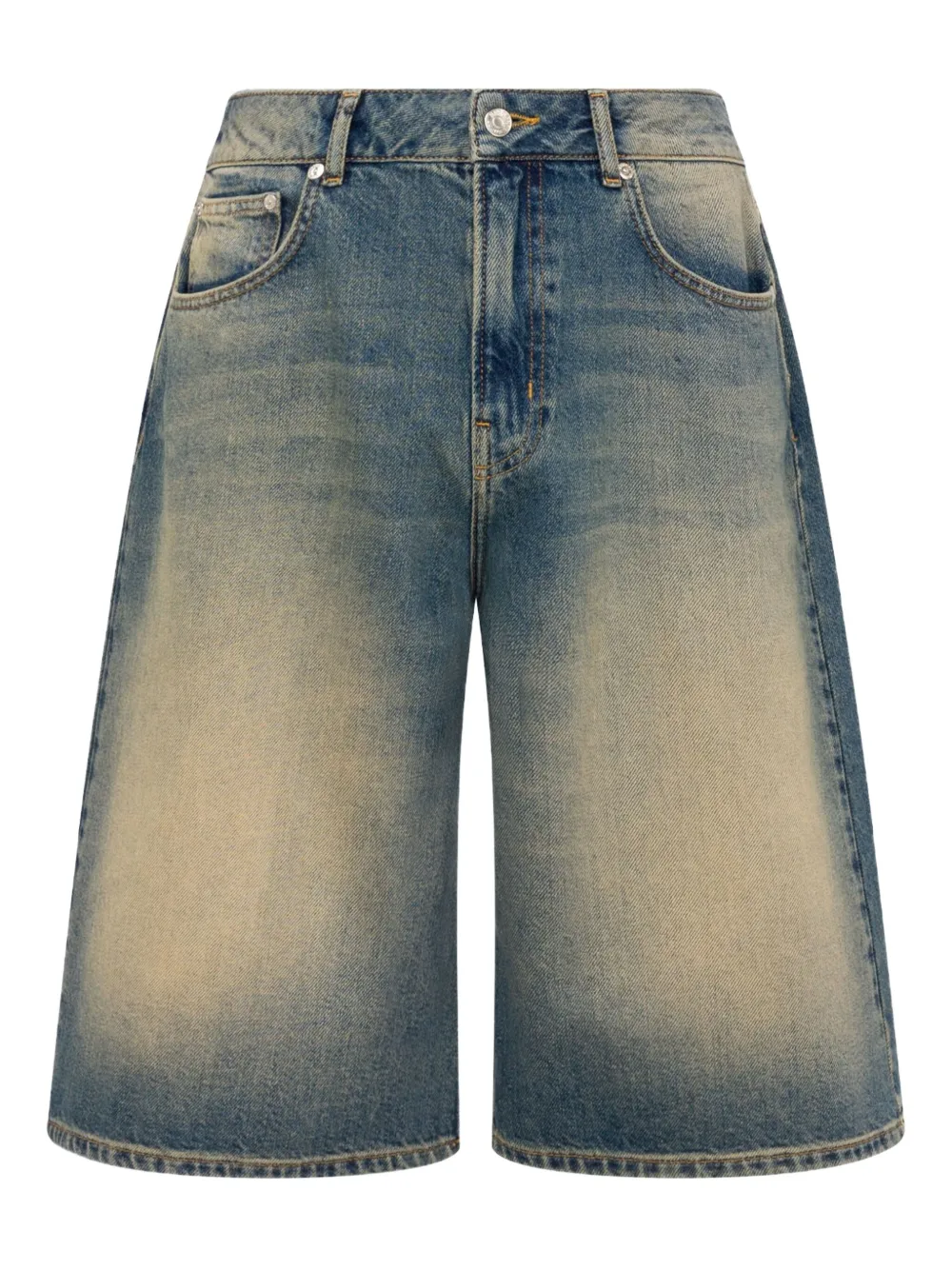 whiskering-effect denim shorts