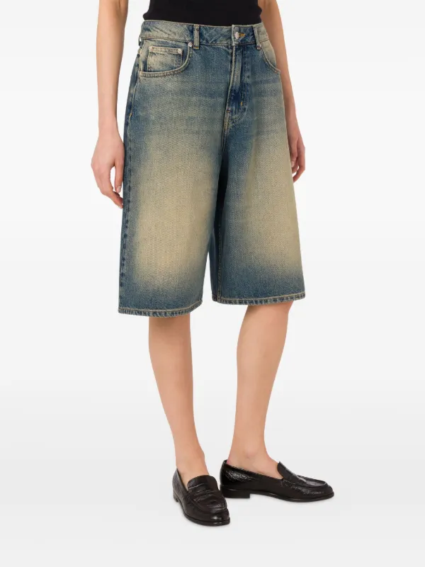 【関税&送料込】Moschino Jeans Cotton Shorts MOSCHINO JEANS whiskering-effect Denim Shorts | Blue | FARFETCH