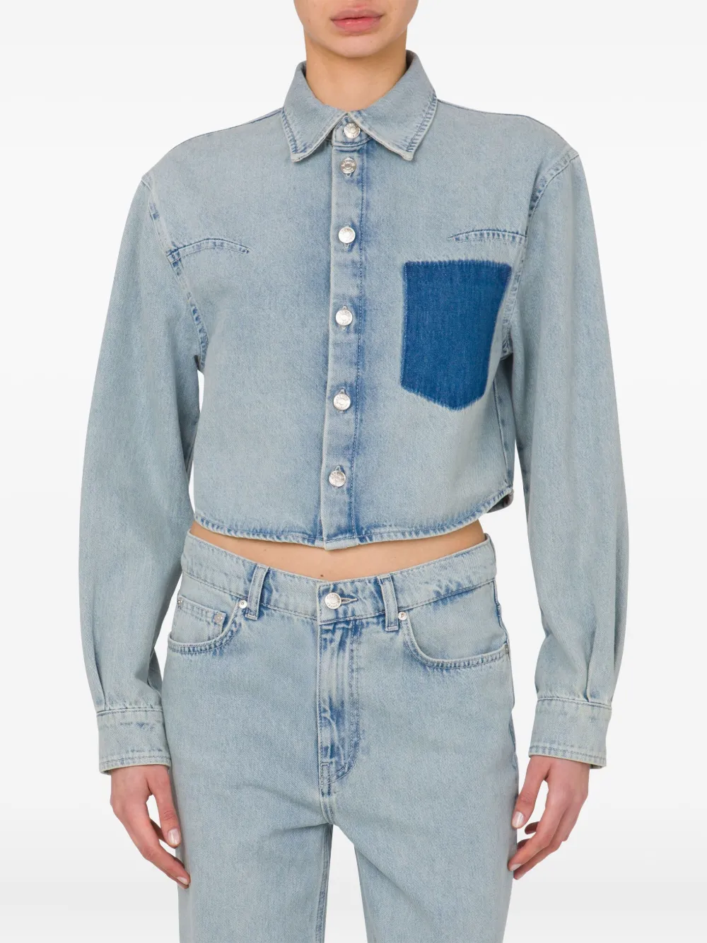 MOSCHINO JEANS Cropped spijkerblouse - Blauw