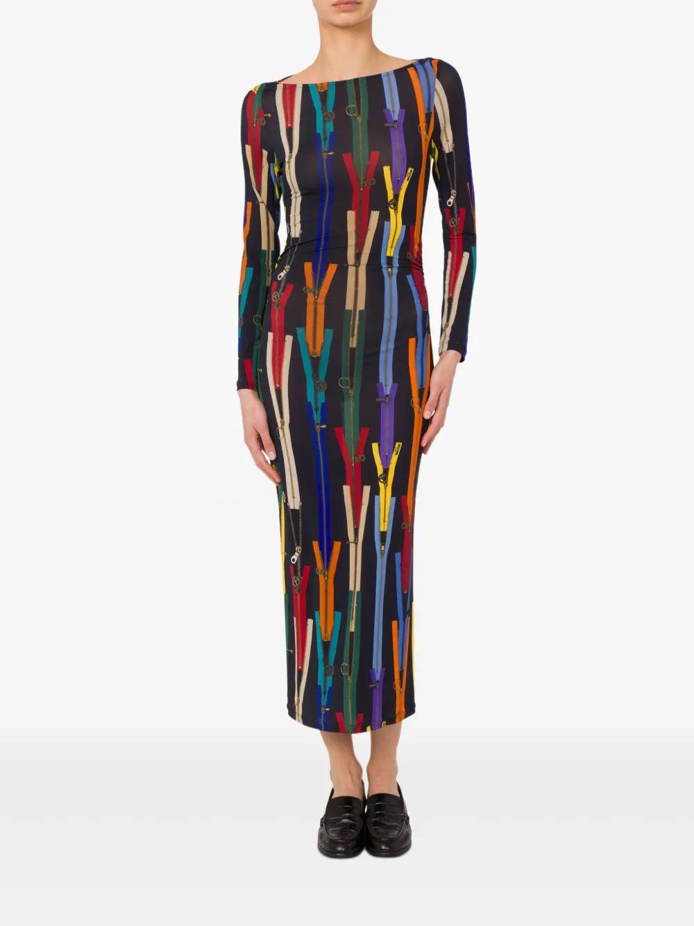 MOSCHINO JEANS abstract-print midi dress - Zwart