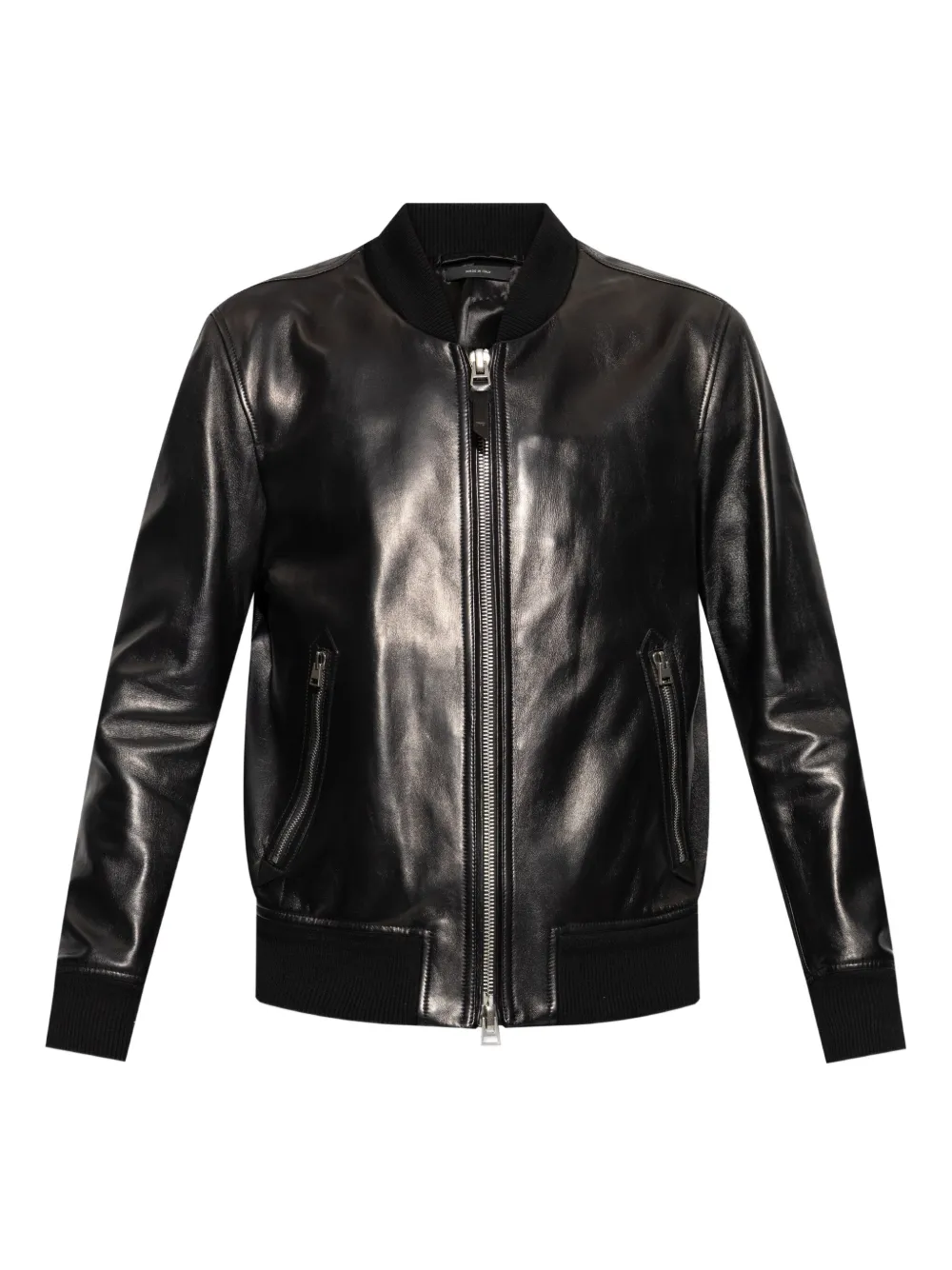 TOM FORD レザー ボンバージャケット - ブラック TOM FORD レザー ボンバージャケット - ブラック