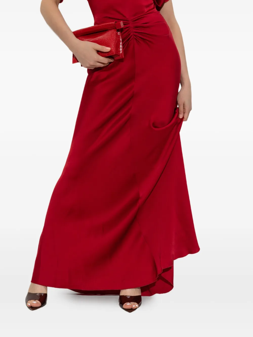 Victoria Beckham draped-detail maxi dress - Rood