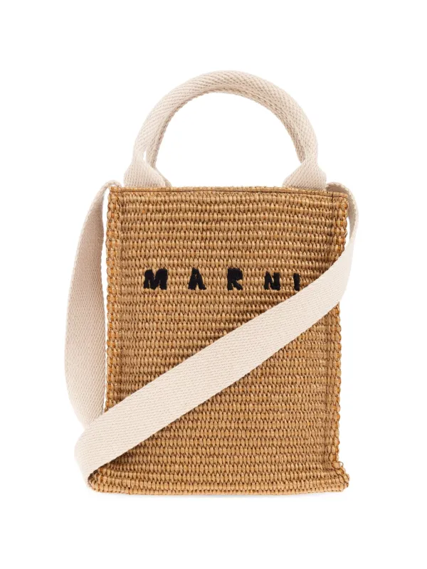Marni ラフィア トート ミニバッグ | ニュートラル | FARFETCH JP