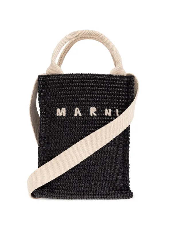 Marni ラフィア トート ミニバッグ | ブラック | FARFETCH JP