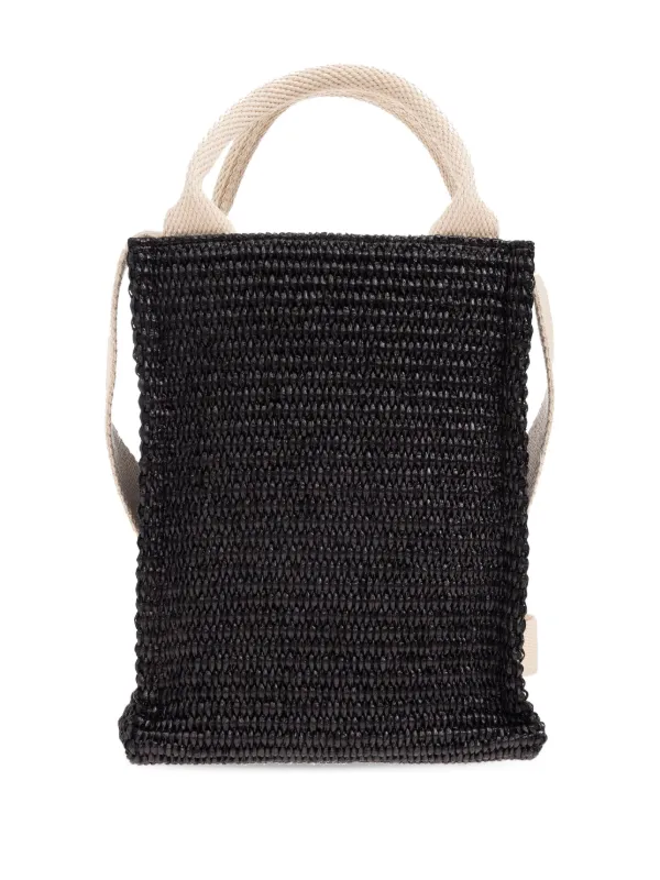 MARNI ラフィア素材　バッグ　ハンドバッグ　ショルダーバッグ　黒 Marni ラフィア トート ミニバッグ | ブラック | FARFETCH JP
