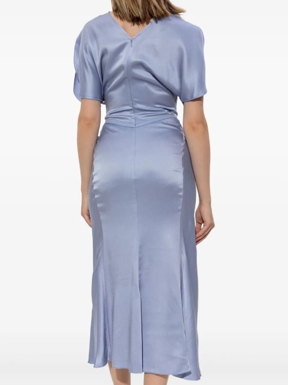 Shop Victoria Beckham Puff-sleeved Ruched Dress
