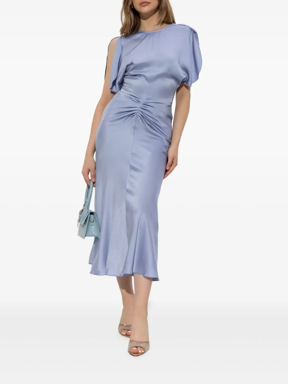Victoria Beckham Jurk met pofmouwen en ruches - Blauw