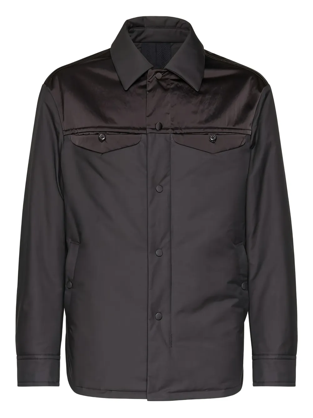 Ferragamo satin-panel shirt jacket Zwart