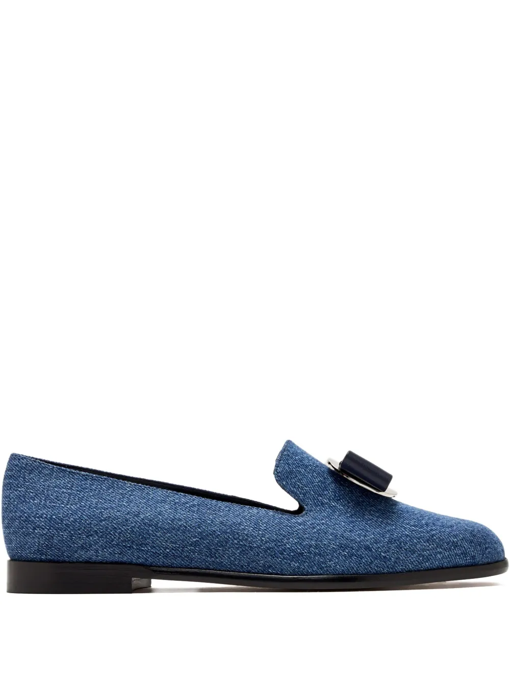 Ferragamo Buckle-detailed Denim Loafers