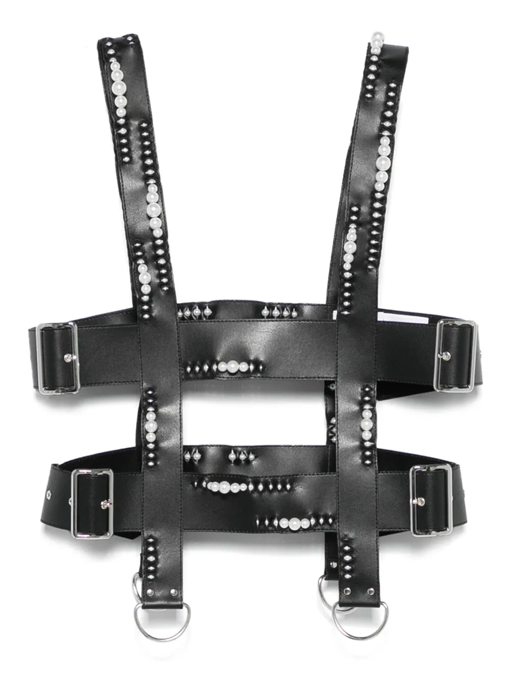 faux-leather harness vest