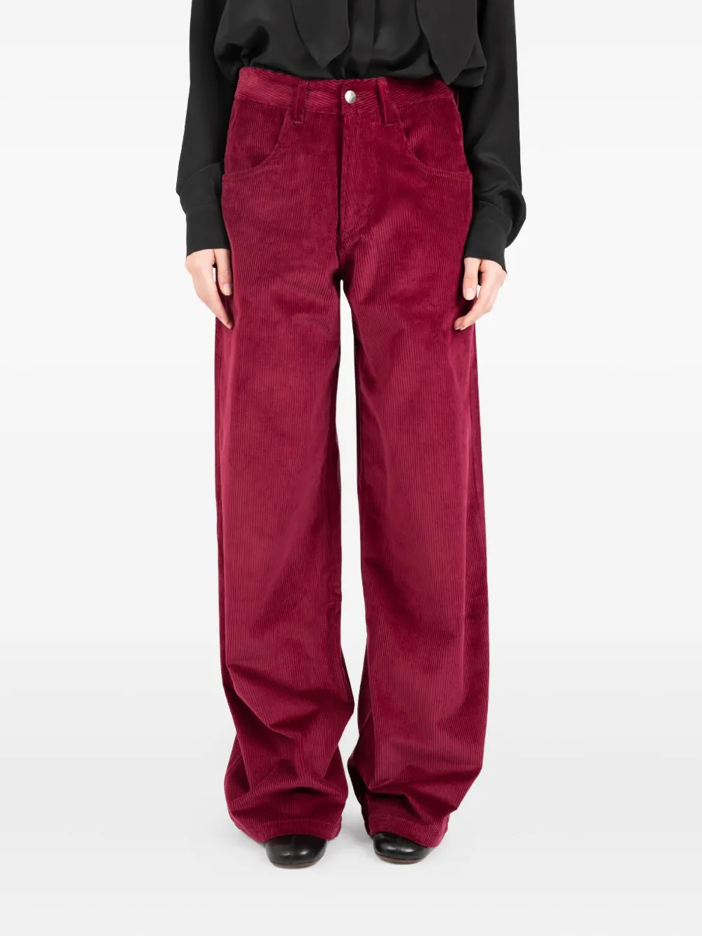 Société Anonyme corduroy-texture trousers Rood