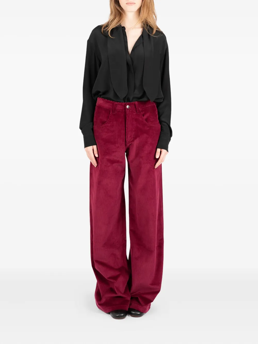 Société Anonyme corduroy-texture trousers Rood