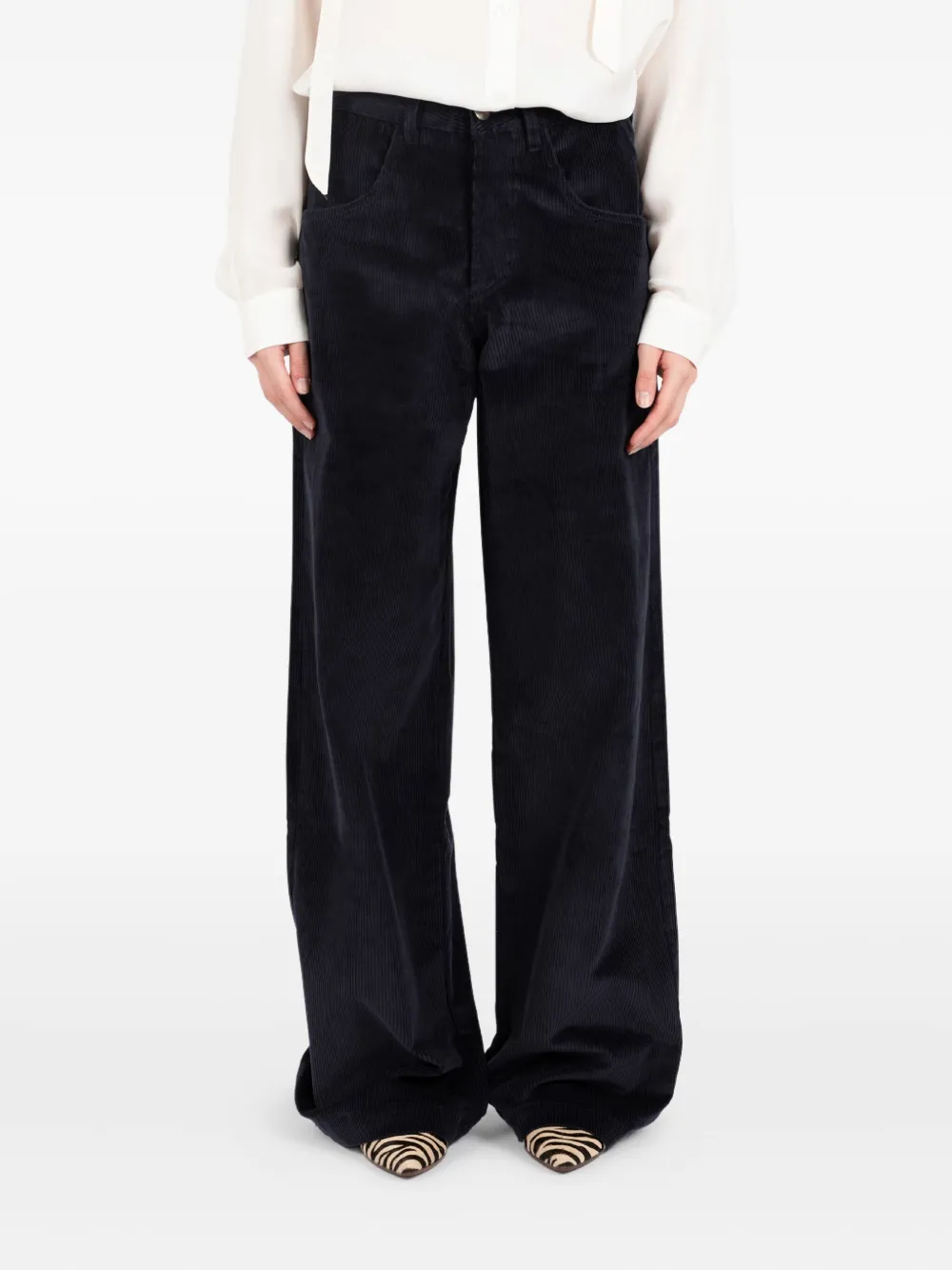 Société Anonyme corduroy-texture trousers Blauw