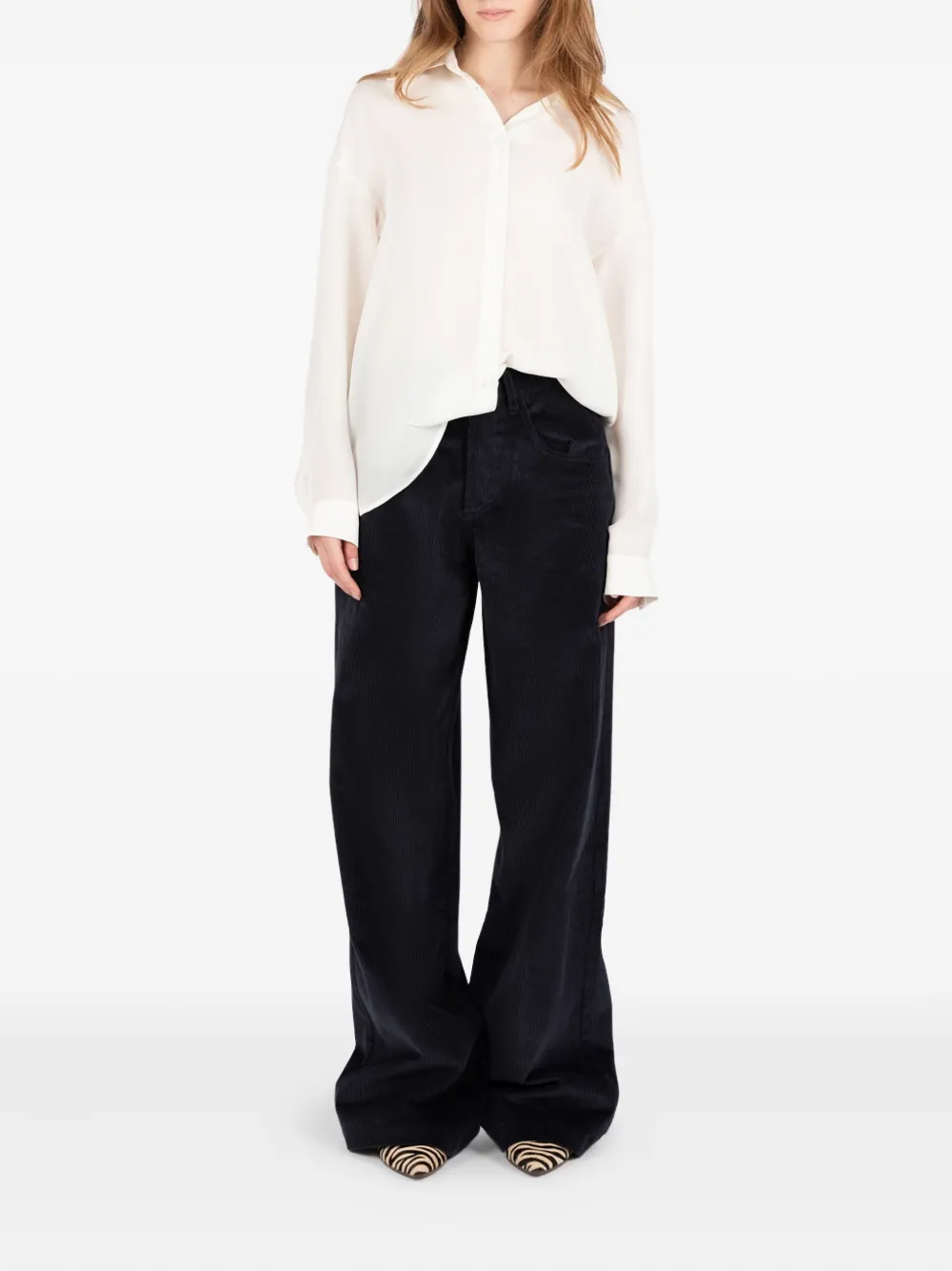 Société Anonyme corduroy-texture trousers Blauw