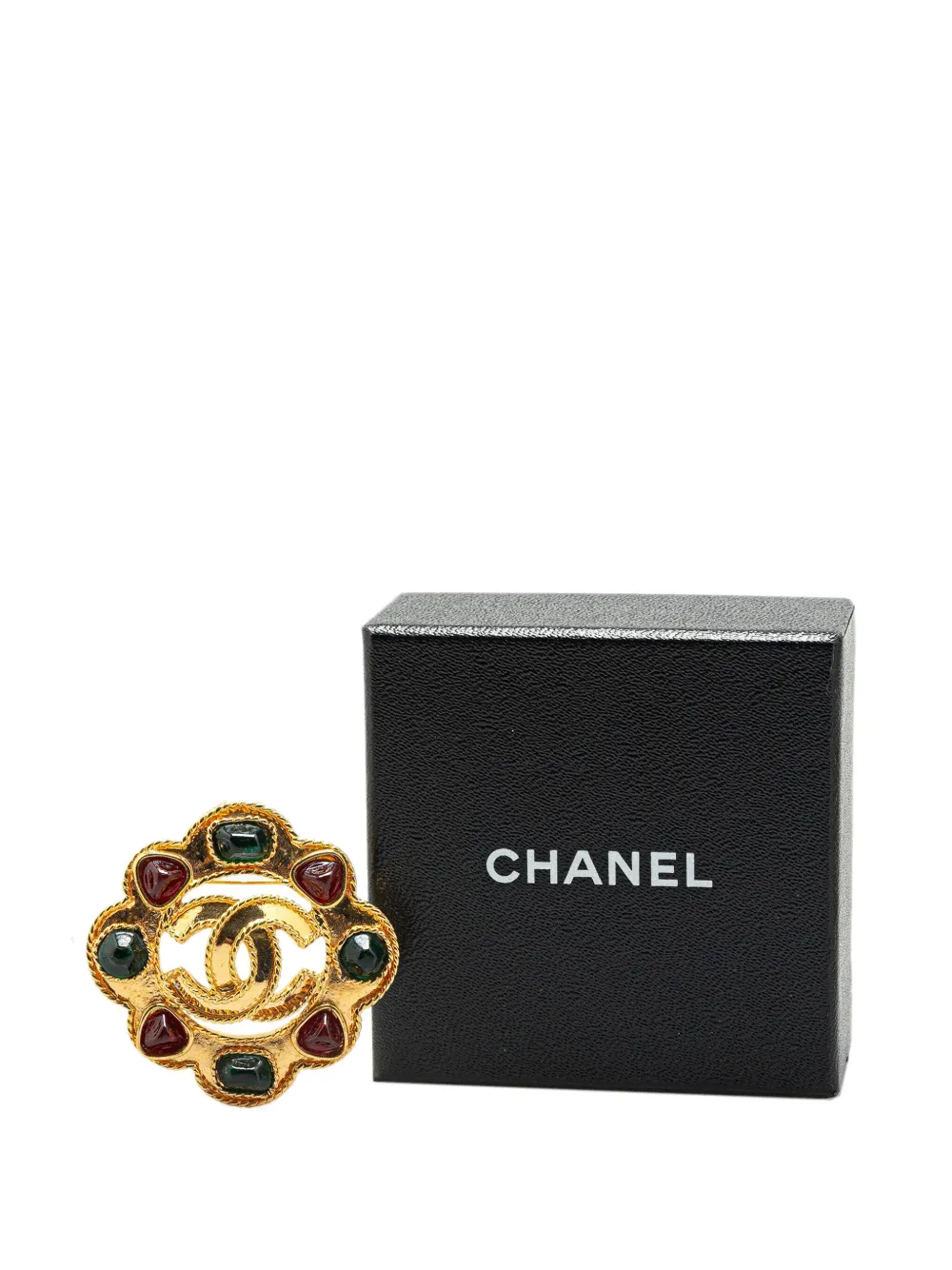 Pre-owned Chanel 1995 Gold Plated Gripore Cc Brooch Costume Brooch