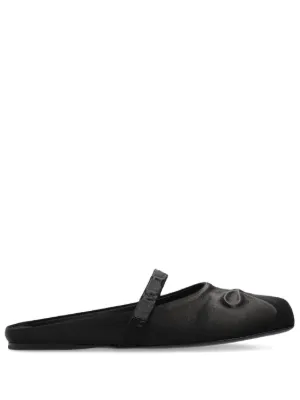 Uma Wang brushed-effect Leather Ballerina Shoes | Black | FARFETCH