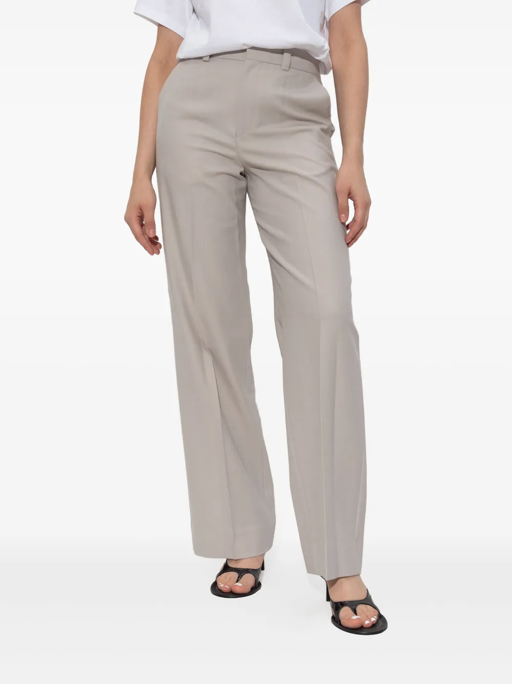 Victoria Beckham Pantalon met wijde pijpen Beige