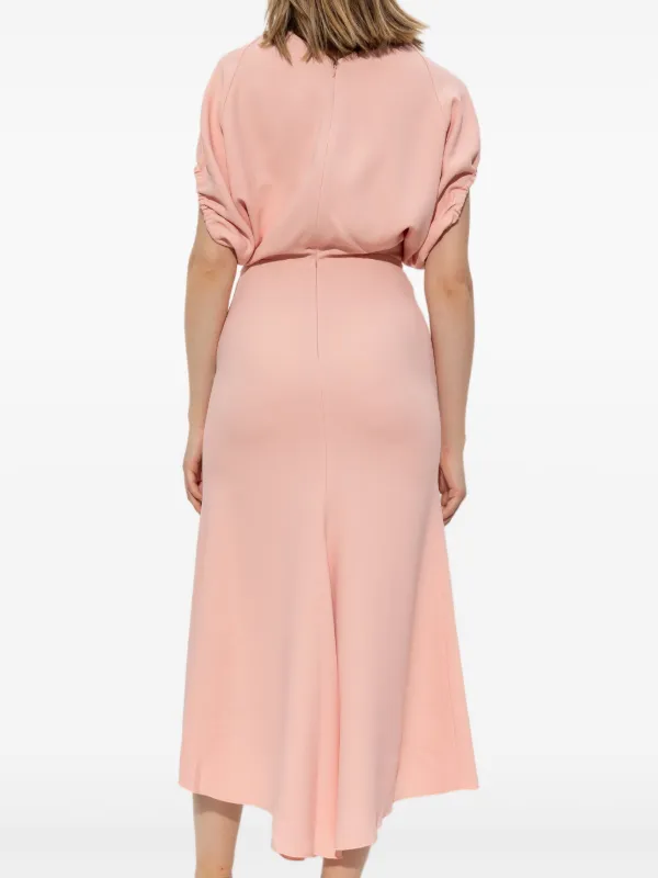 Victoria Beckham puff-sleeved Midi Dress Pink FARFETCH ID