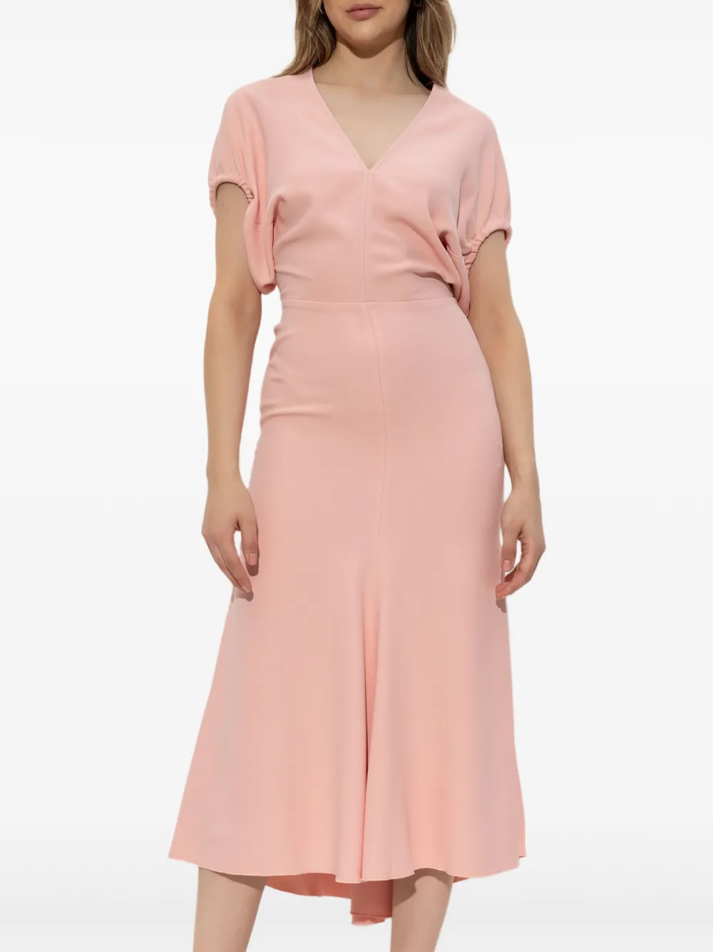 Victoria Beckham Midi-jurk met pofmouwen Roze