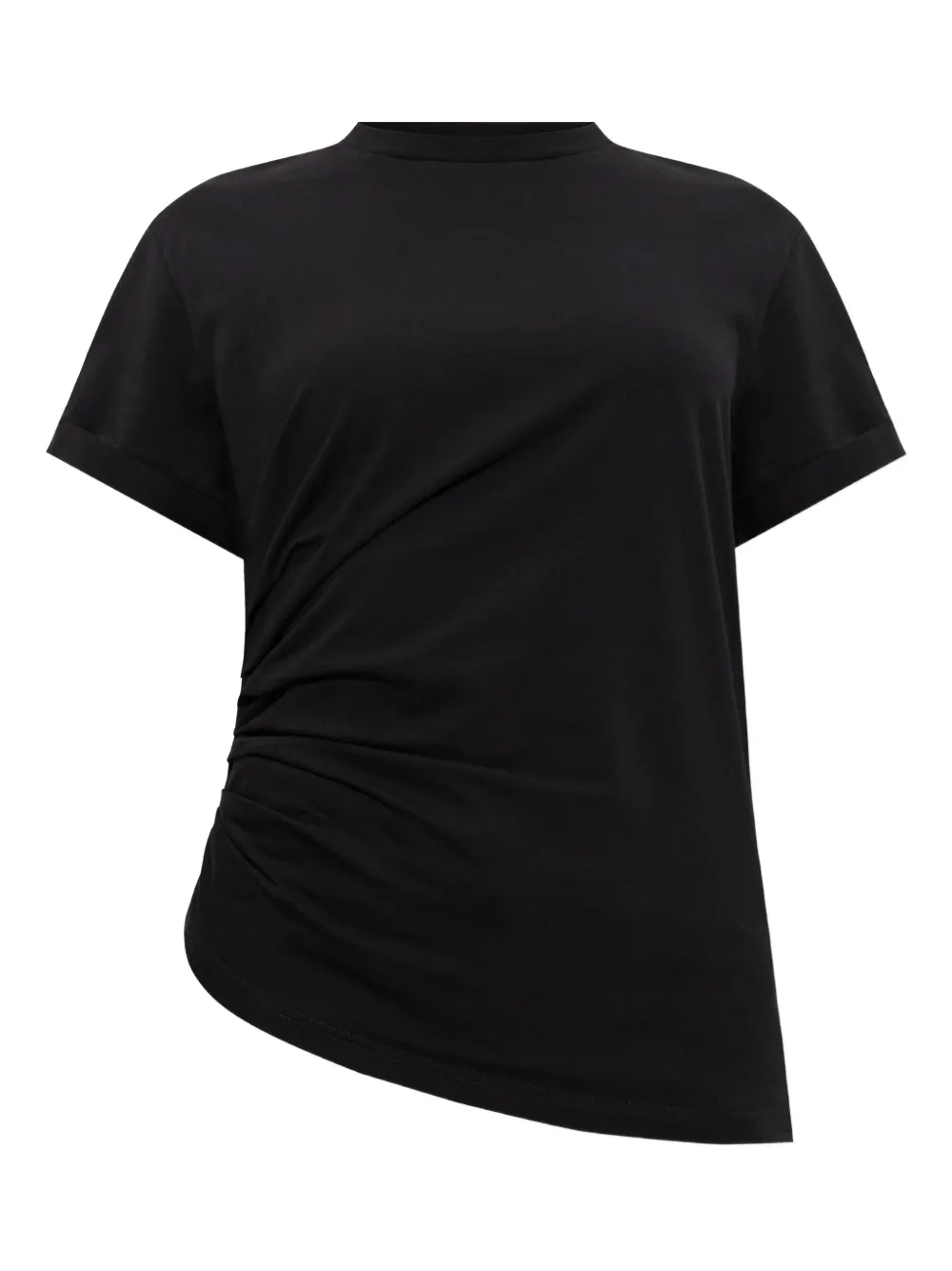Victoria Beckham Asymmetrisch T-shirt met ruches Zwart