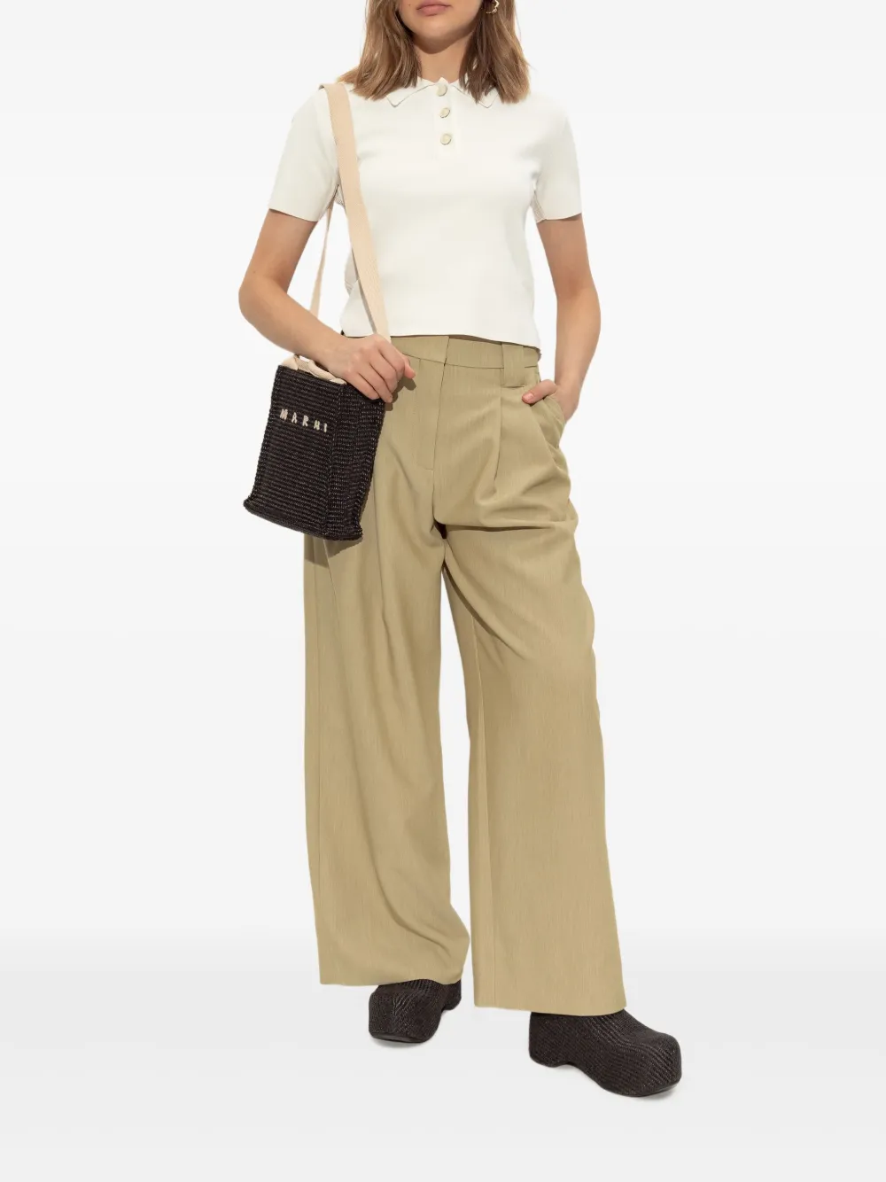 Marni Muiltjes met logoprint Zwart
