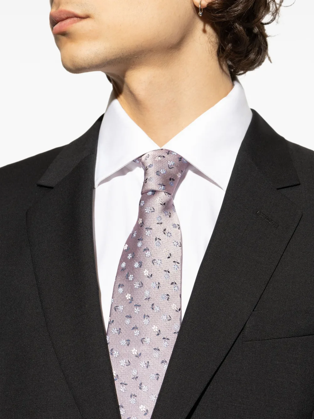 Paul Smith Zijden stropdas met jacquard Paars
