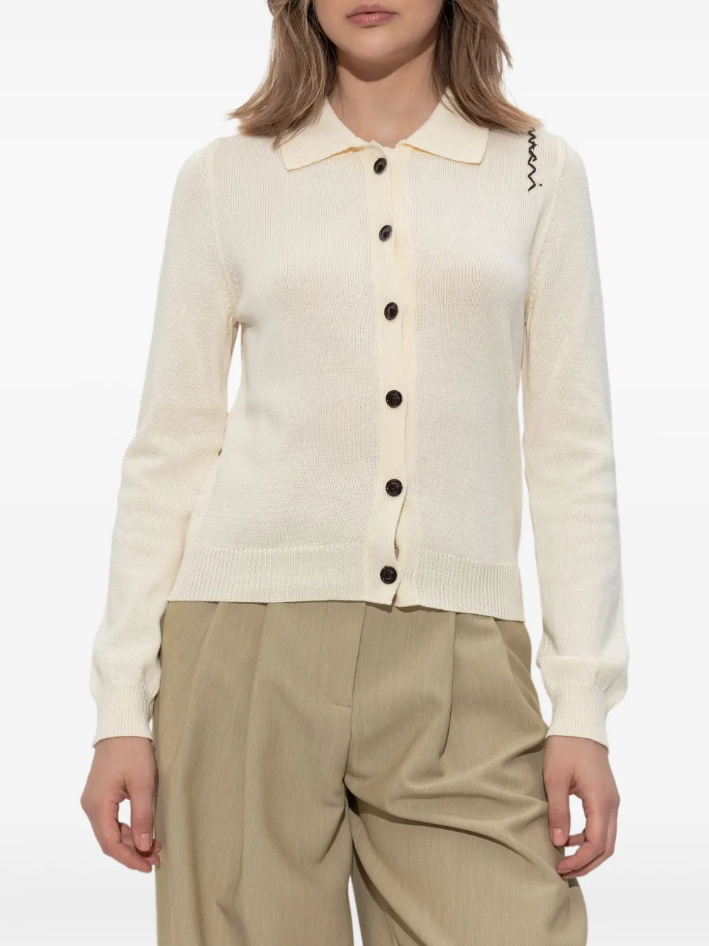 Marni Vest met geborduurd logo Beige