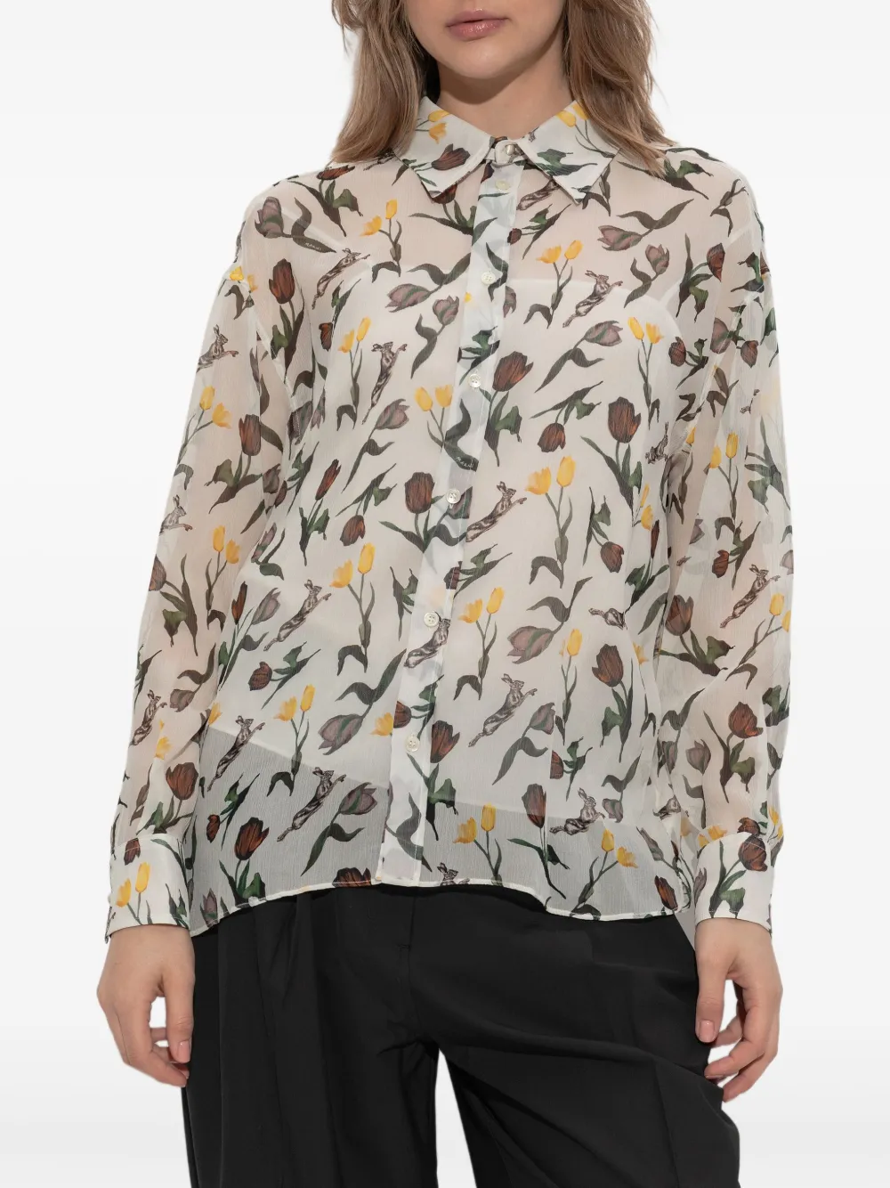 Marni Blouse met bloemenprint Beige