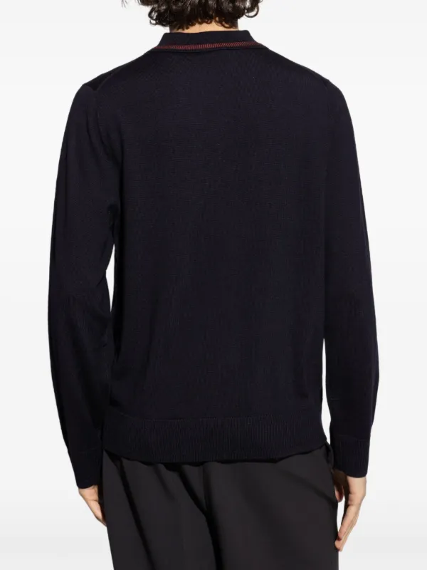 PS Paul Smith Merino Wool Polo Shirt Blue FARFETCH IN