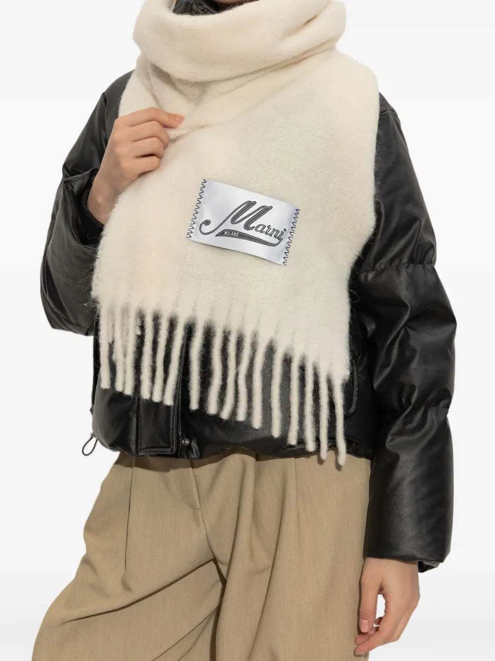 Marni Cream Alpaca Scarf With Fringes